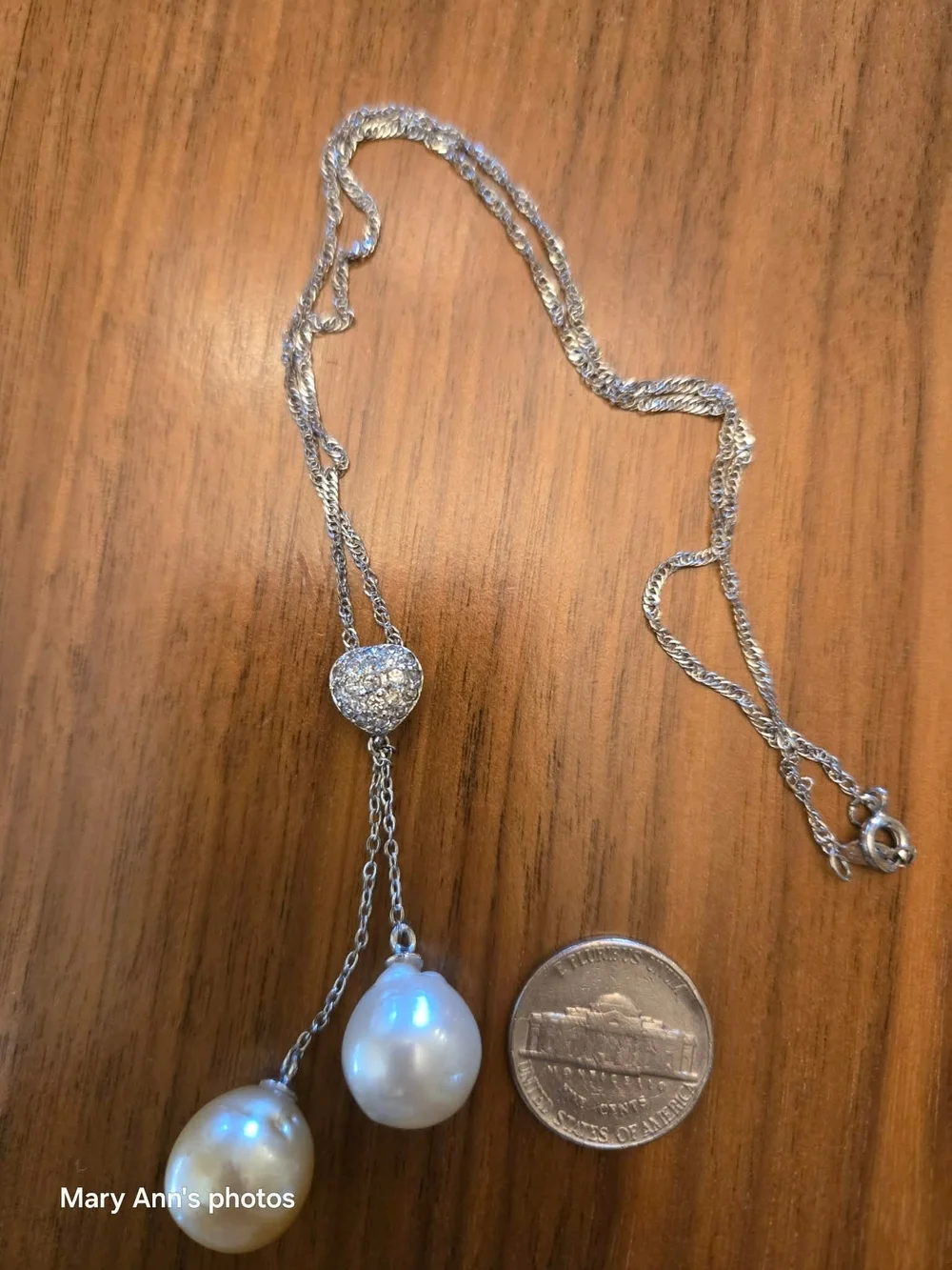 South Sea  Pearl Drop Necklace - White & Gold Pearls - Picture 2 of 4